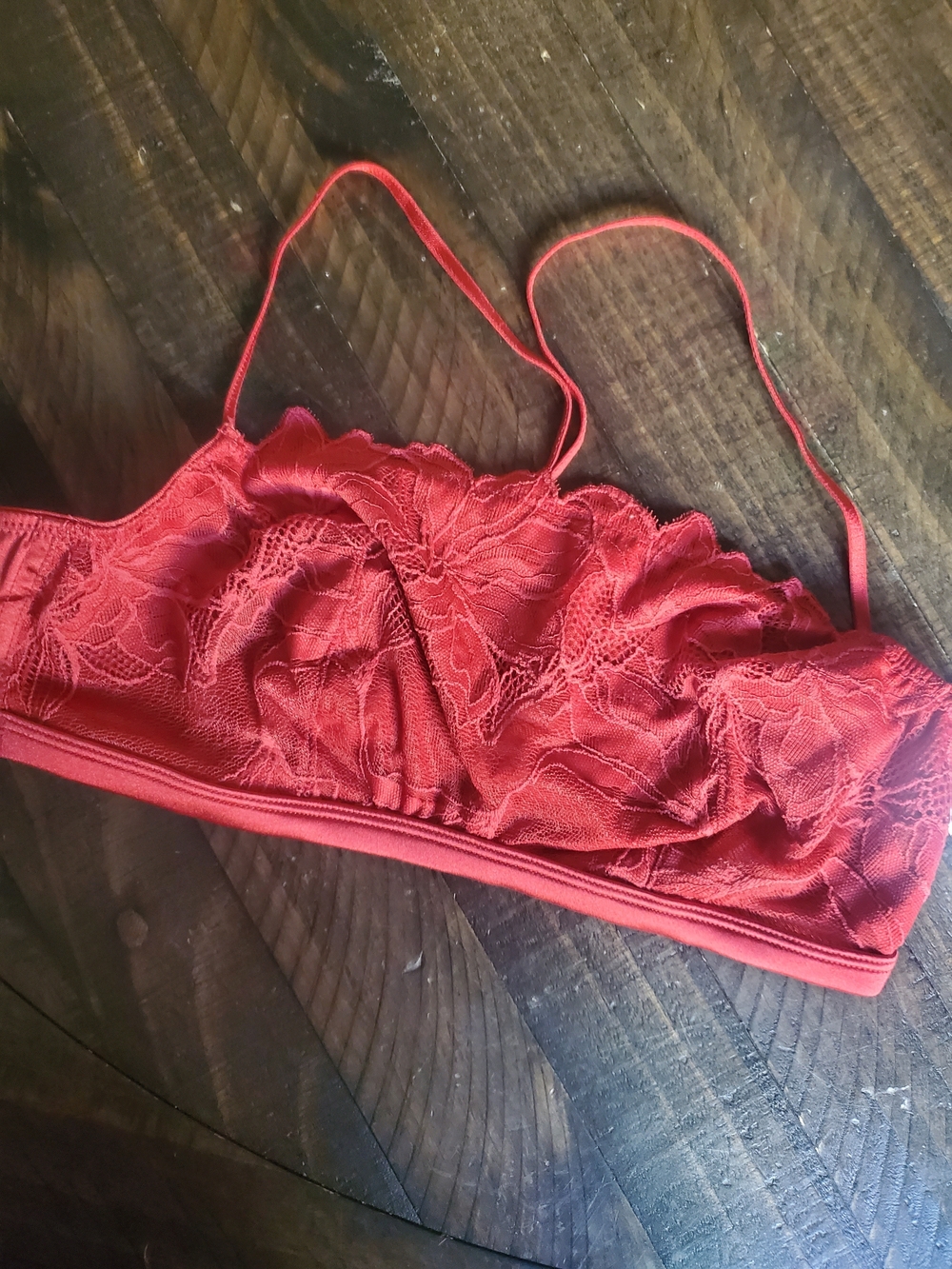 Auden Red Lace Bralette - Sheer Floral Design